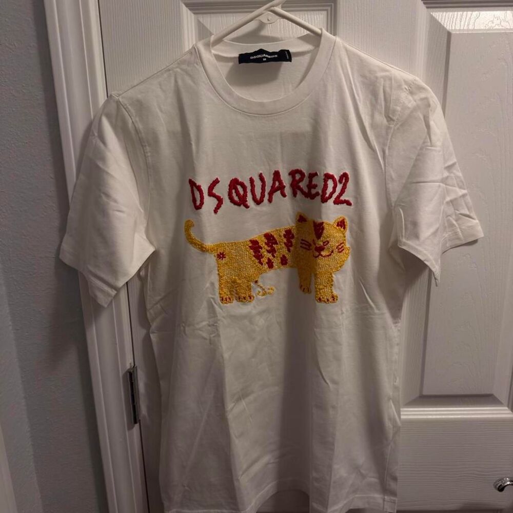 (2022) Dsquared2 Cat & Logo Embroidered Tee - White - M